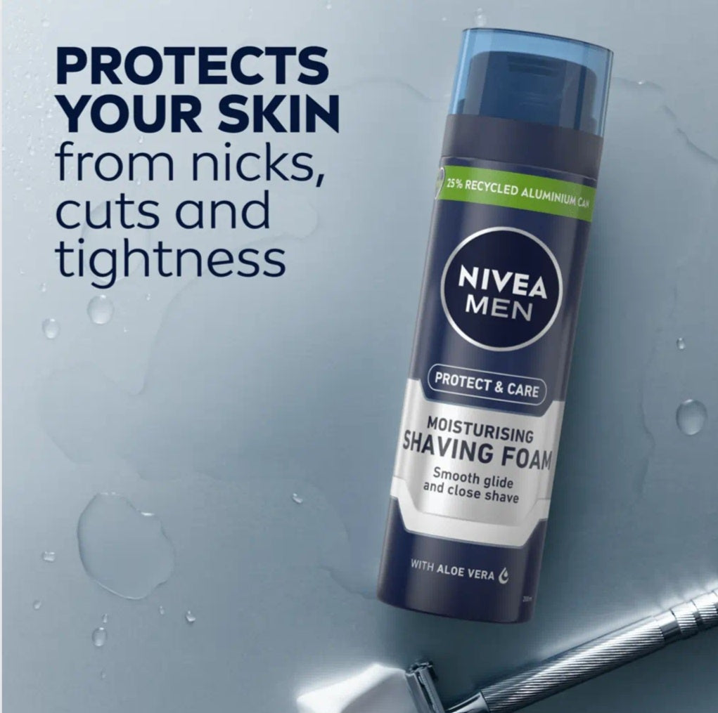 Shaving Foam- NIVEA MEN'S Moisturizing Shaving Foam Enriched with Aloevera for Close Shave and Protection from Dryness - 200ml