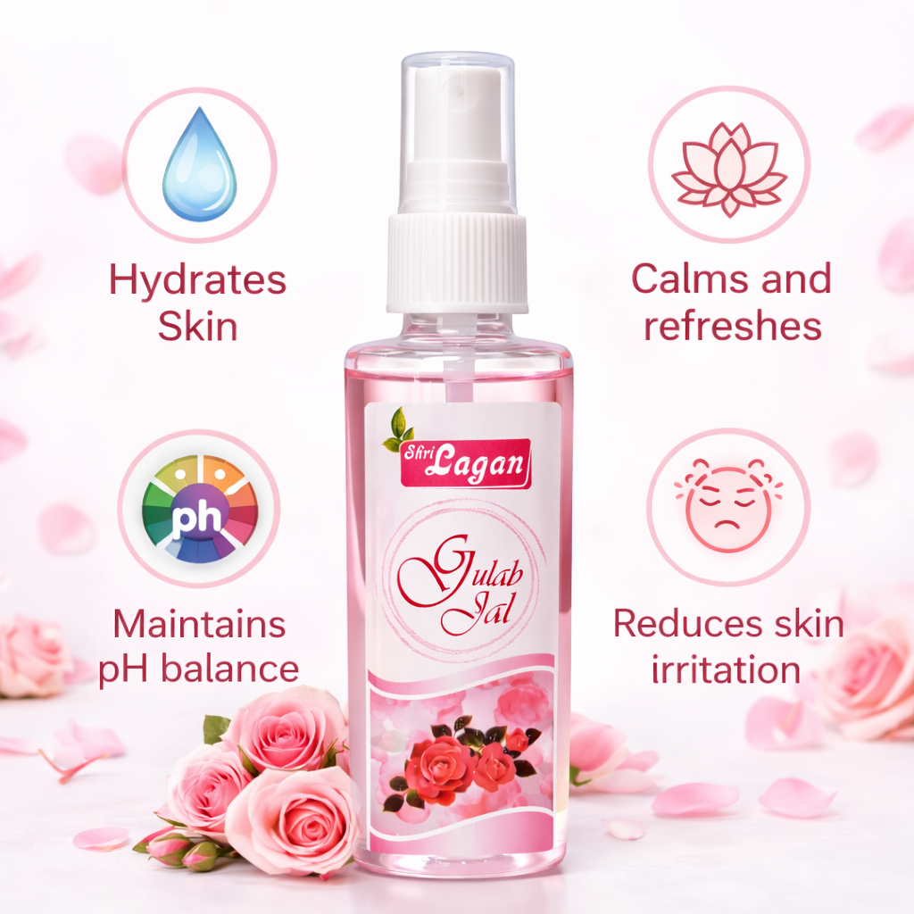 Rose Water- Shri Lagan's Pure Herbal Gulabjal for Glowing Skin- 60ml