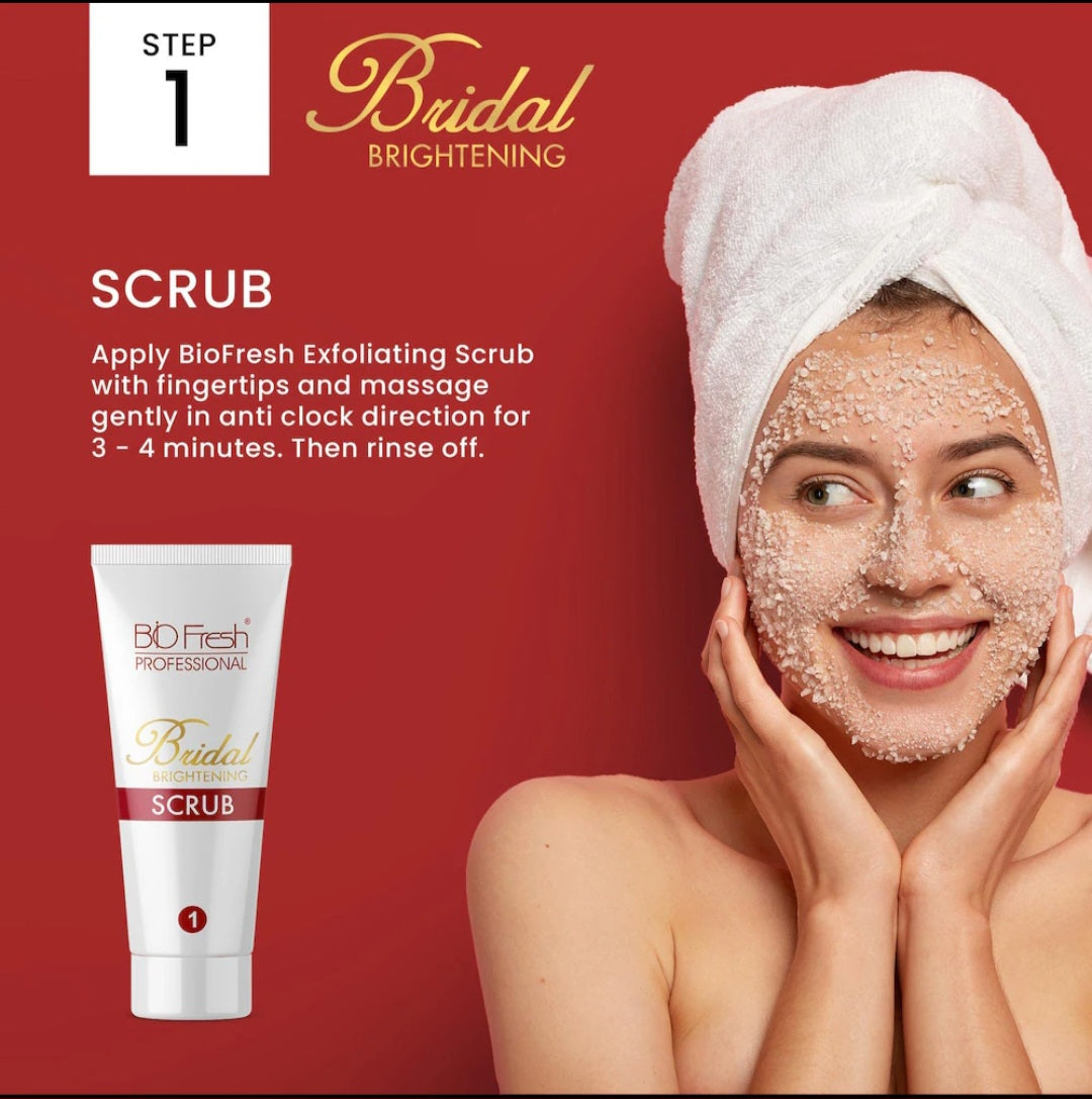 Facial Kit- Biofresh Professional's BRIDAL Brightening 4 Steps (1. Exfoliate, 2. Gel, 3. Nourish and 4. Enhance) Facial Kit 60ml (Face Wash Worth Rs.65/- Free within the Kit