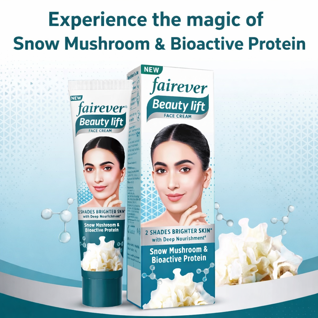 Brightening & Glowing Cream- Fairever Beauty Lift Face Cream enriched with Snow Mushroom & Bioactive Protein for 2 Shades Brighter Skin with Deep Nourishment - 50gm