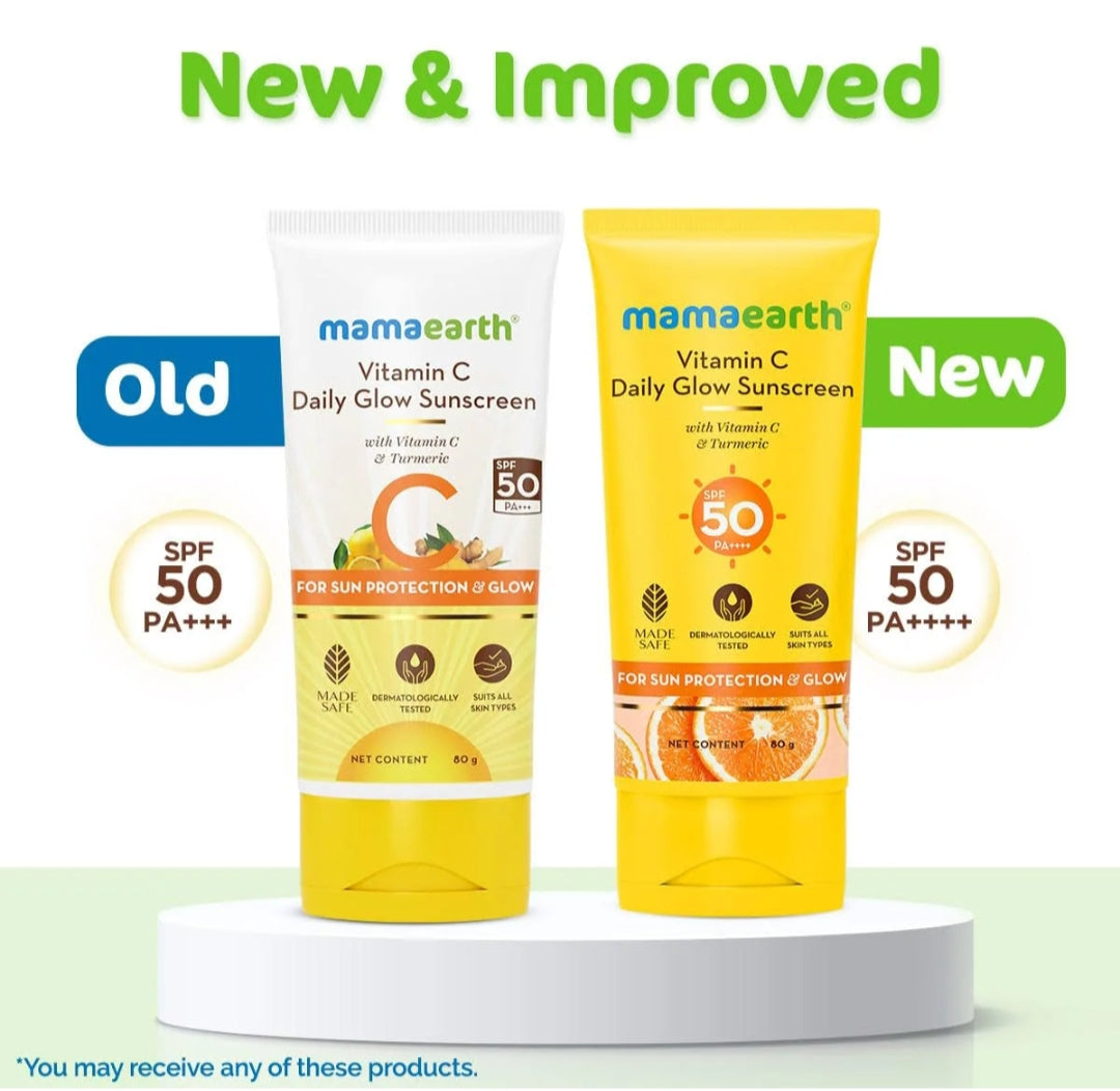 Sunscreen- Mamaearth Vitamin-C Daily Glow Sunscreen with the power of Turmeric (SPF 50 PA++++) 50gm