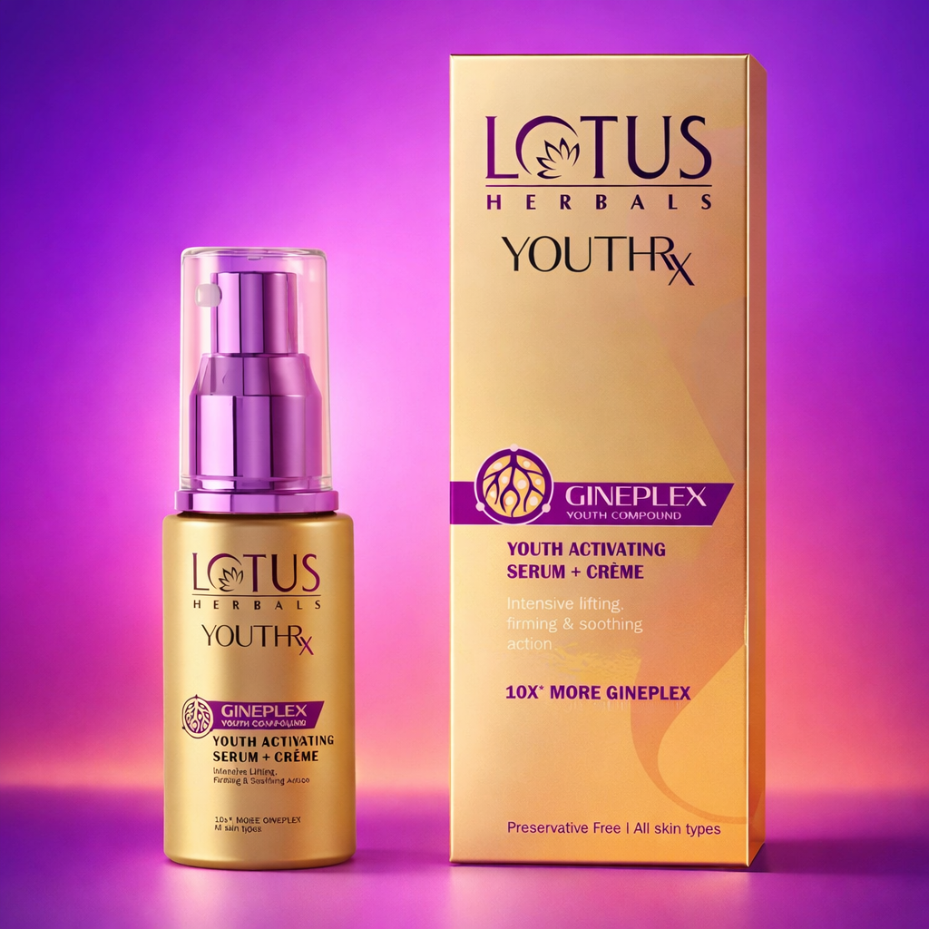 Brightening & Glowing Cream- LOTUS Herbal's YouthRx GINEPLEX Youth Activating Serum+Creme with 10X more Ginplex for Better & Faster Results and Suitable for All Skin Types - 30ml