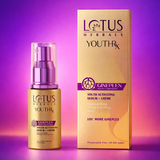 Brightening & Glowing Cream- LOTUS Herbal's YouthRx GINEPLEX Youth Activating Serum+Creme with 10X more Ginplex for Better & Faster Results and Suitable for All Skin Types - 30ml
