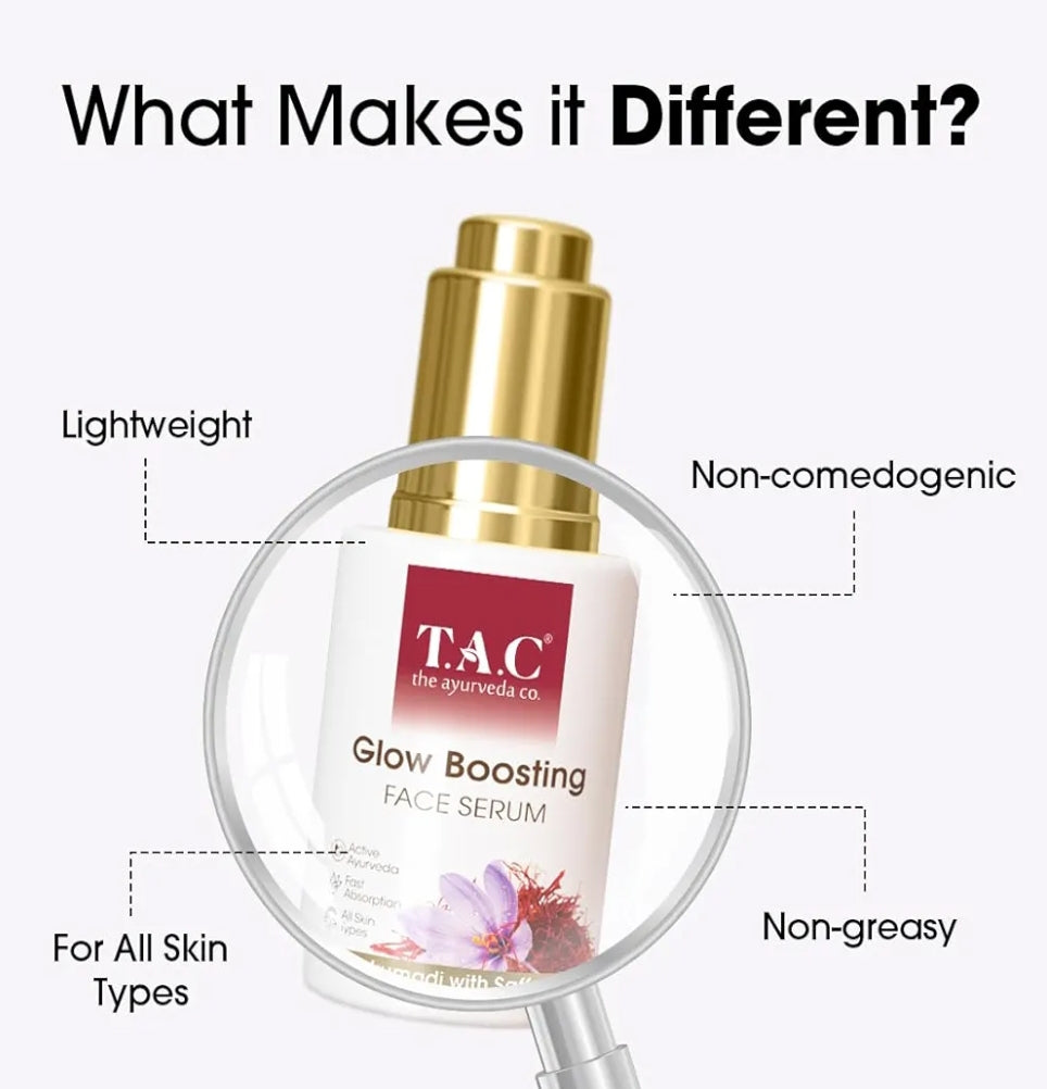 Face Serum- T.A.C Ayurvedic Glow Boosting Face Serum with Kumkumadi & Saffron 30ml