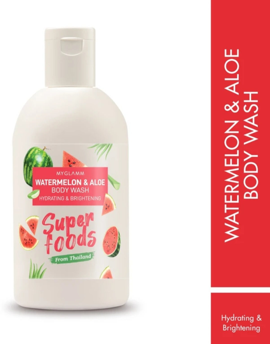 Body Wash & Shower Gel- MYGLAMM Super Foods Watermelon & Aloe Body Wash for Hydrating & Brightening with a Rich Fragrance - 250ml