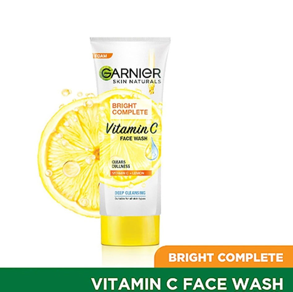 Face Wash- GARNIER Bright Complete Vitamin-C Face Wash which Clears Dullness and Enhances Glow 150gm