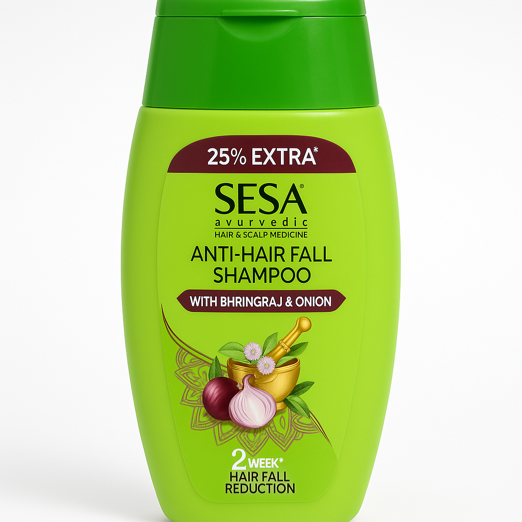 Hair Shampoo- SESA Ayurvedic Anti-Hairfall Shampoo enriched with Bhringaraj and Onion for Strong & Smooth Hairs- 50ml