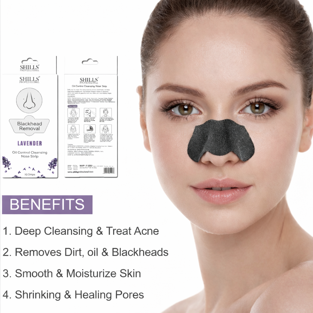 Nose Strip- SHILLS Professional's Blackhead Removal "LAVENDER" Oil Control Cleansing Nose Strips (Pack of 10 units)
