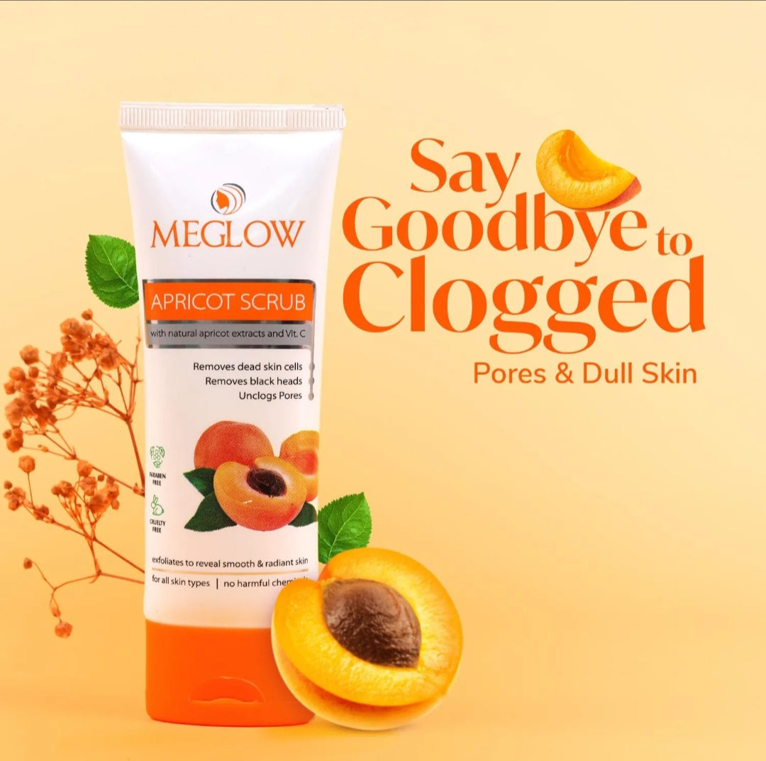 Face Scrub- MeGlow Apricot Scrub with Natural Apricot Extract and Vitamin-C which Removes Dead Skin Cells & Black Heads and Unclogs Pores 70gm