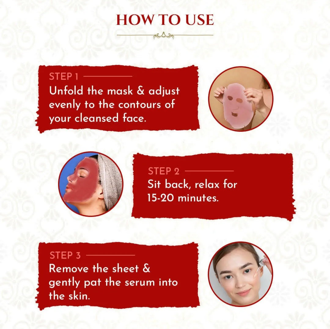 Face Sheet Mask- Khadi Essentials Pomegranate Sheet Mask with Cherry & Vitamin-E for Wrinkles & Fine Lines 25ml