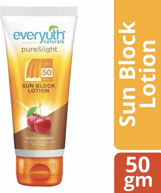 Sunscreen- Everyuth Naturals Pure & Light Sun Block Lotion (SPF 50 PA++++) 50gm