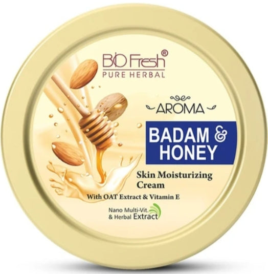Lotions & Moisturizers- BioFresh Pure Herbal Aroma Badam & Honey Skin Moisturizing Cream with Oat Extract & Vitamin-E 200ml