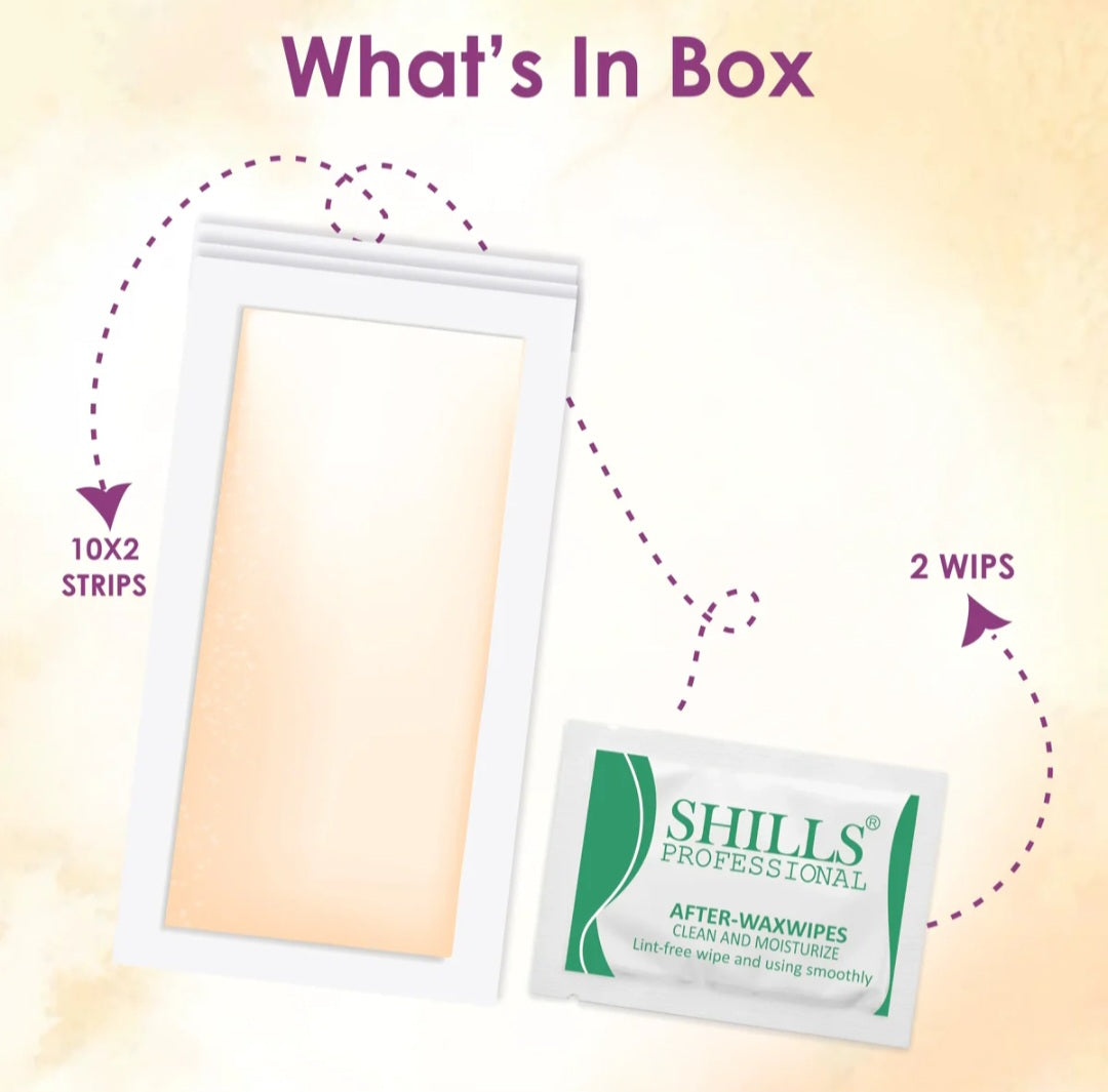 Wax Strips- SHILLS Professional's Ready to Use Wax Strips with Chocolate Extracts for 4 weeks Silky Smoothness - Pack of 10x2 Strips & 2 Finish Wipes