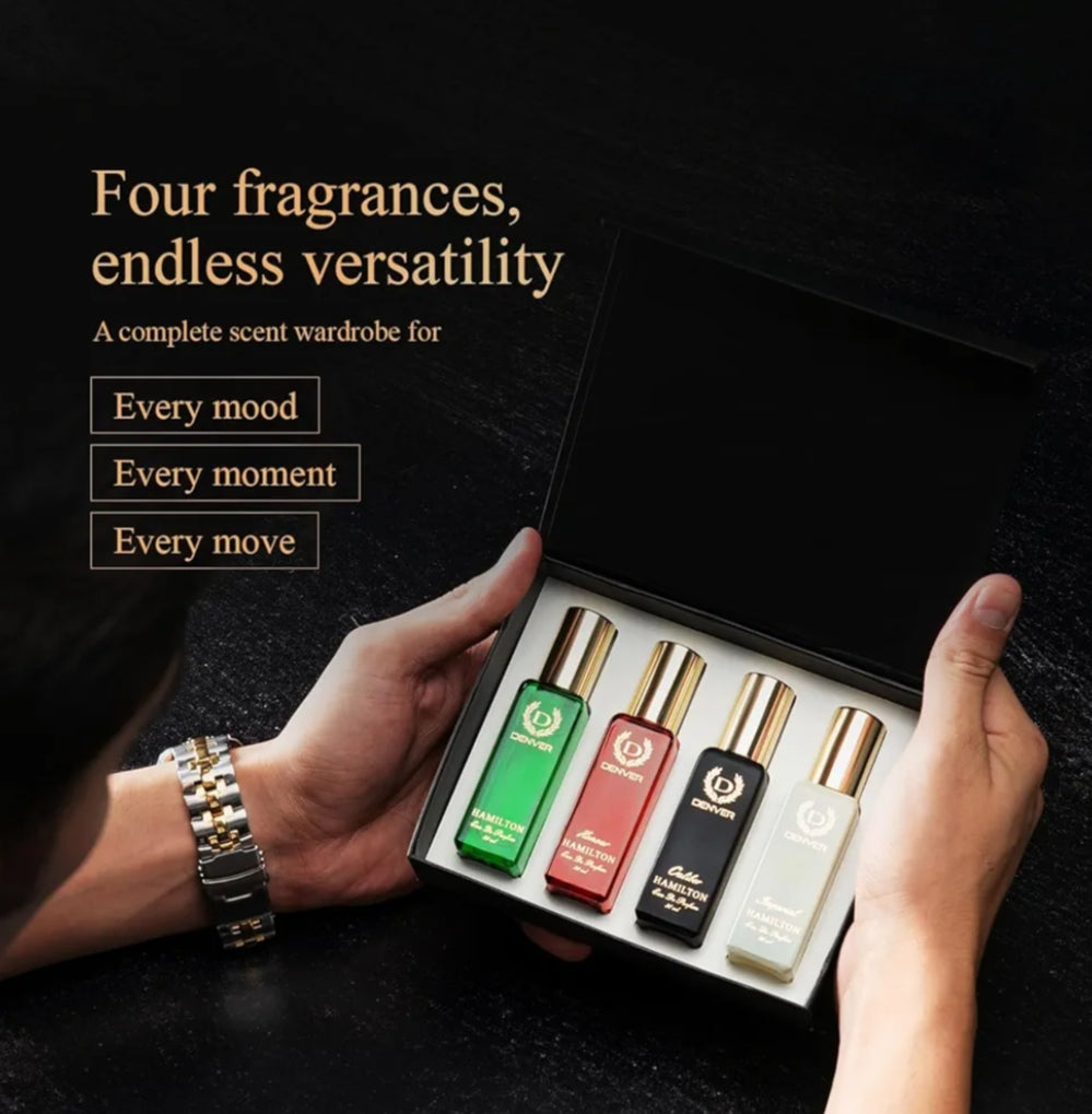 Perfumes & Deodorants- DENVER Exclusive Collection of 4 Magical Long Lasting Perfumes (Hamilton, Imperial, Caliber & Golden Sands) 80ml (20ml each)