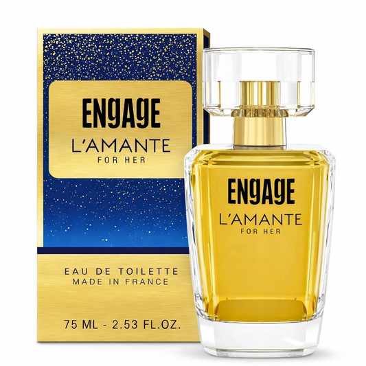 Perfumes & Deodorants- ENGAGE L'AMANTE EDT Long-Lasting, Refreshing, Fruity & Floral Fragrance Perfume for Women with Top Notes of Citrus Fruits, Heart Notes include Jasmine and Rose, while Base Notes Feature Caramel, Amber, and Sandalwood - 75ml