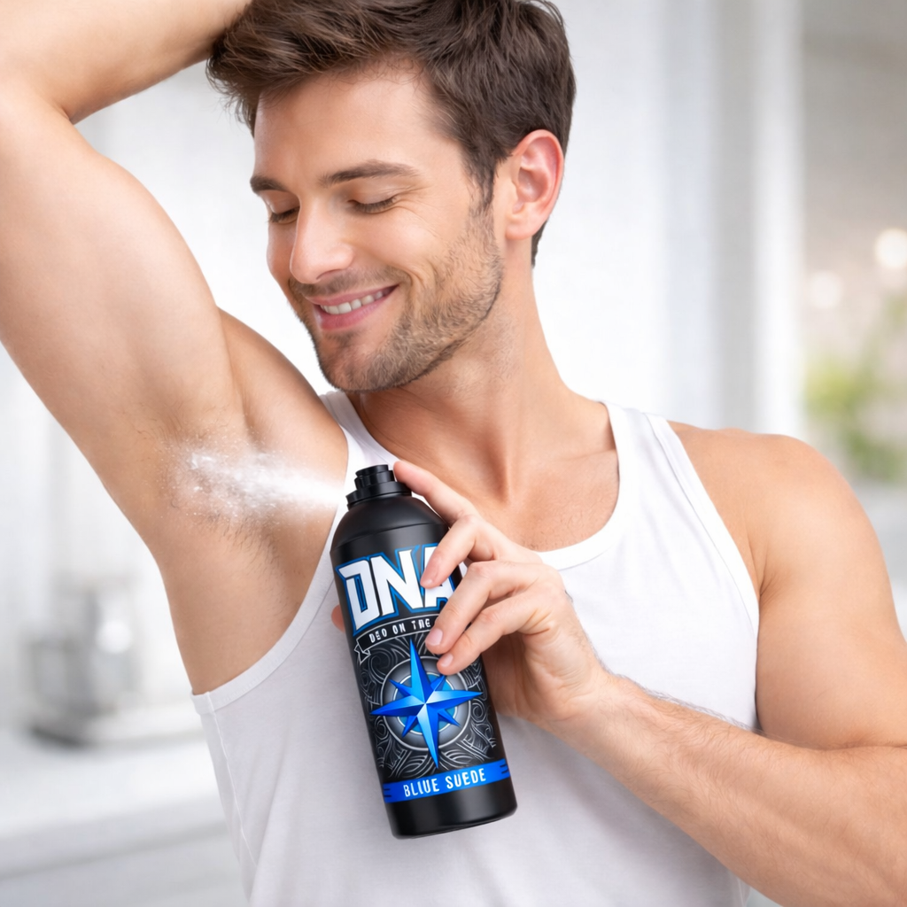 Perfumes & Deodorants- DNA's BLU SUEDE Deo On The Go Long-Lasting Fragrance Body Deodorant Spray with Sweat Buster - 150ml