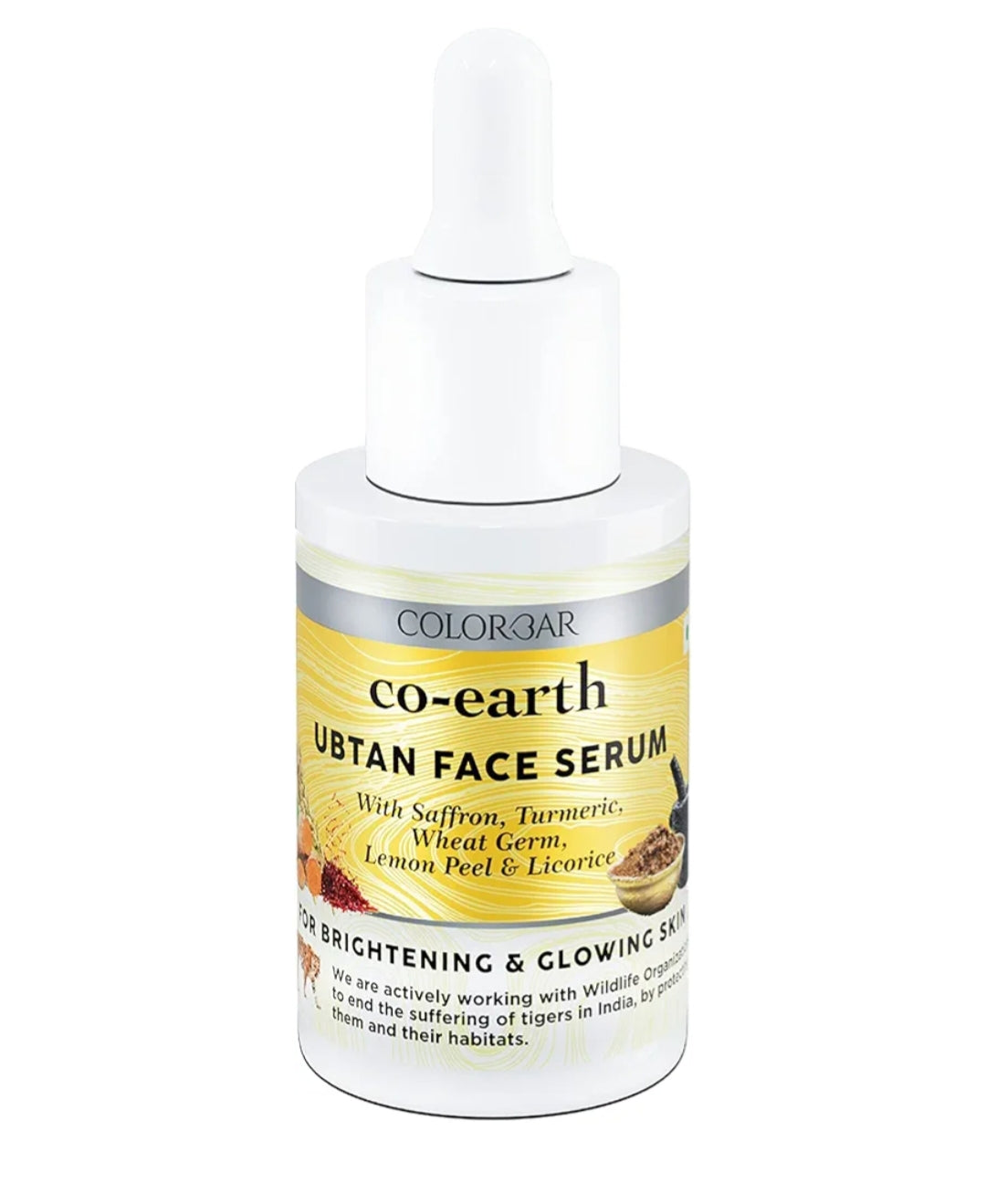 Face Serum- Colorbar Co-Earth Ubtan Face Serum with Saffron, Turmeric, Wheat Germ, Lemon Peel & Licorice for Brightening & Glowing Skin 30ml