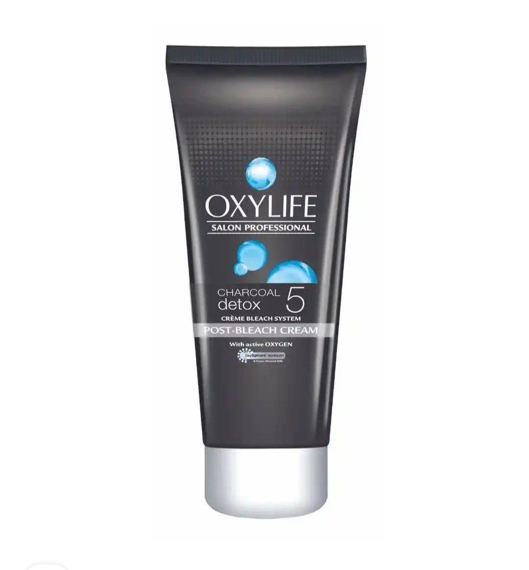 Bleach Cream- OXYLIFE Salon Professional's Activated Charcoal enriched CHARCOAL Detox-5 Bleach Cream with Active Oxygen for Dull & Tanned Skin 310gm (Bleach Cream 210gm, Powder Activator 30gm, Pre-Bleach Cream 35gm & Post-Bleach Cream 35gm)