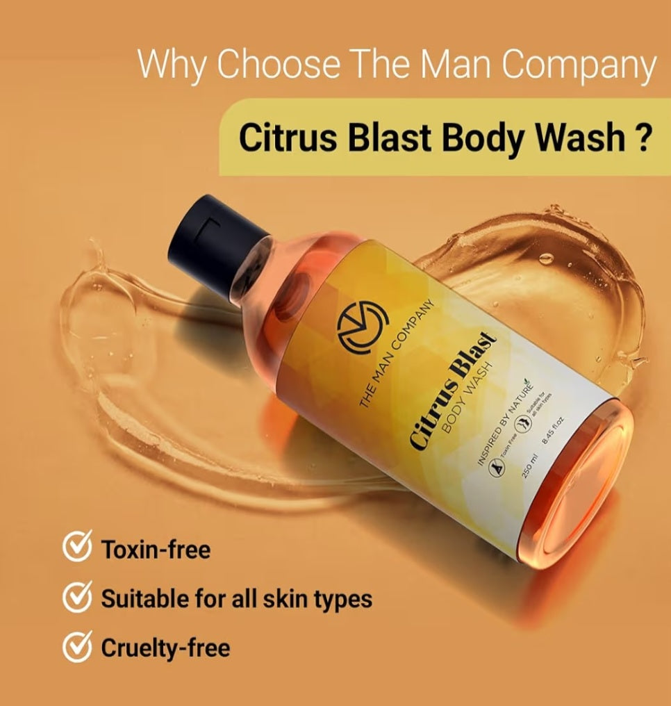 Body Wash & Shower Gel- The Man Company's Citrus Blast Body Wash for Refreshed and Cool Feelings- 250ml