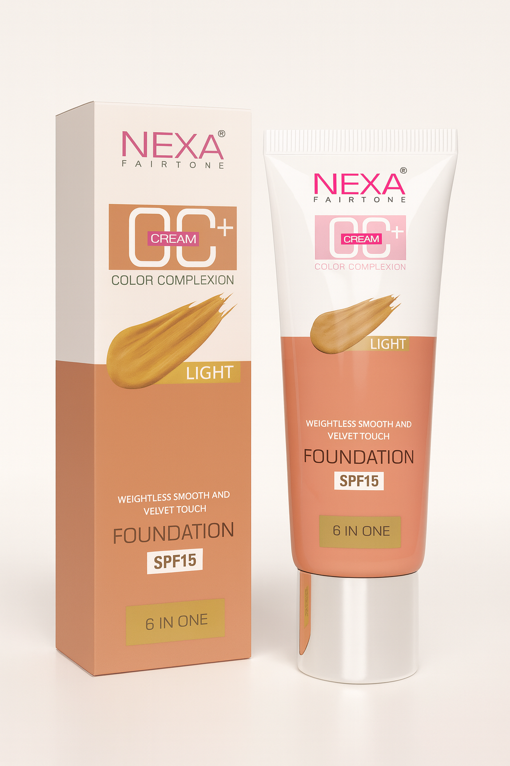 Makeup BB & CC Cream- Nexa Fairtone's Color Complexion (CC) 6-in-1 Light Foundation Cream with SPF-15 for Weightless Smooth and Velvet Touch 50gm