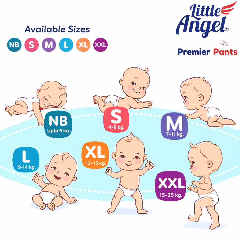Baby Diapers & Pants- Little Angel Popular Pants with Long-Lasting 12 Hours Protection - Pack of Medium (M) Size 30 Pieces