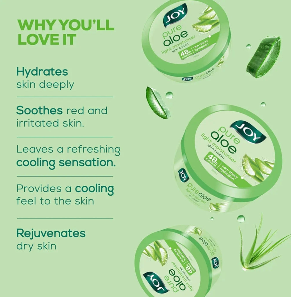 Lotions & Moisturizers- JOY Pure Aloe Light Non-Sticky Moisturiser Skin Cream which Moisturises Your Skin Upto 48 Hours - 100ml