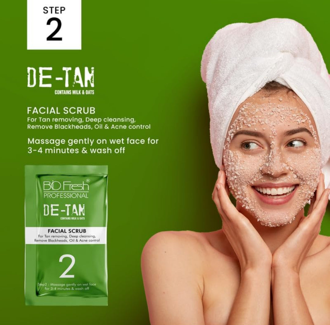Facial Kit- BIO-FRESH HERBAL'S D-Tan Facial Kit Pack (Single Use Nano Pack) 5-Steps Instant Glow Beauty Facial Kit Deep Cleansing Skin care for Women & Men 46gm