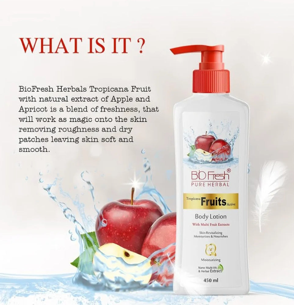 Lotions & Moisturizers- BIO-FRESH HERBAL'S Tropicana Fruits Non-Sticky & Skin Hydrating Body Lotion (24 Hour Moisturizing) 450ml
