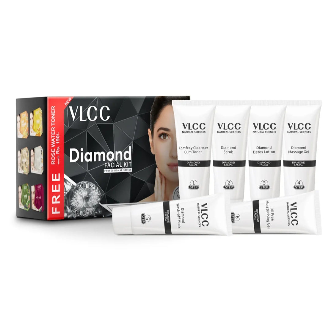 Facial Kit- VLCC Diamond Facial Kit (300gm) with FREE Rose Water Toner (100ml)