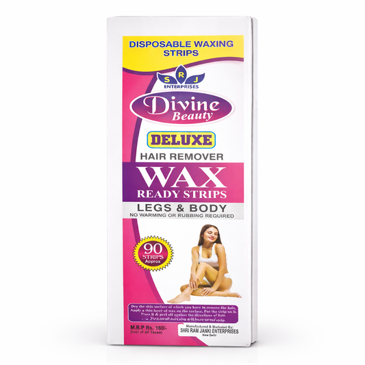 Wax Strips- Divine Beauty's Deluxe Hair Remover Wax Ready Strips (No Warming, No Rubbing) for Legs and Body - Pack of 90 White Disposable Strips