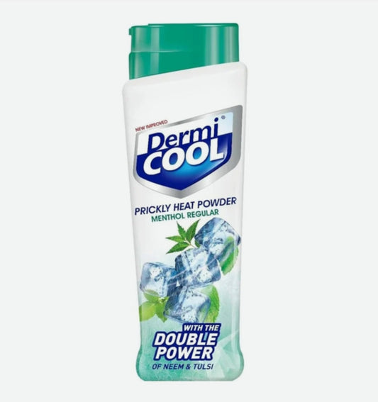 Talcum & Prickly Heat Powder- Dermi Cool Menthol Regular Prickly Heat Powder with Double Power of Neem & Tulsi 90gm