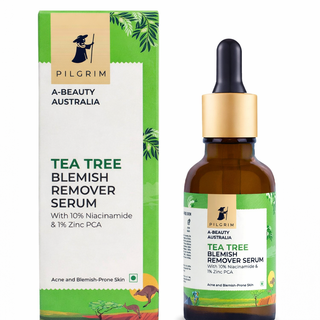 Face Serum- PILGRIM'S Tea Tree Blemish Remover Serum with 10% Niacinamide & 1% Zinc PCA for Acne and Blemish Prone Skin which Fades Blemishes,  Repairs Skin Barrier and Removes Acne Marks- 30ml