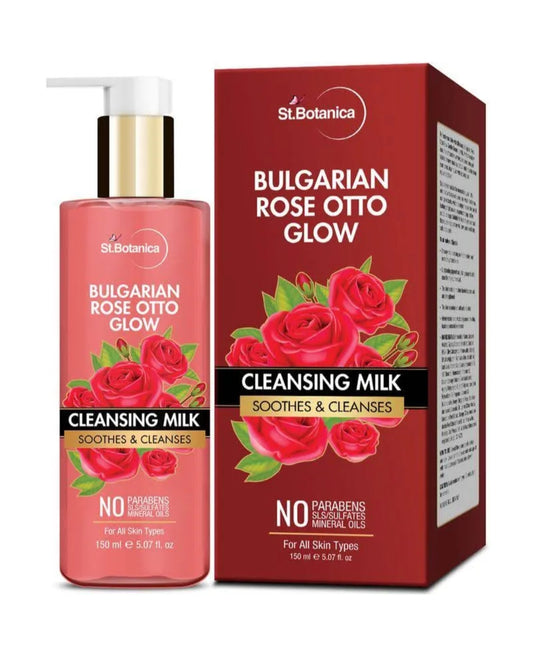 Cleansing Milk- St.Botanica Natural Bulgarian Rose Otto Glow Cleansing Milk white Soothes & Cleanses the Skin Naturally and is suitable for All Skin Types 150ml