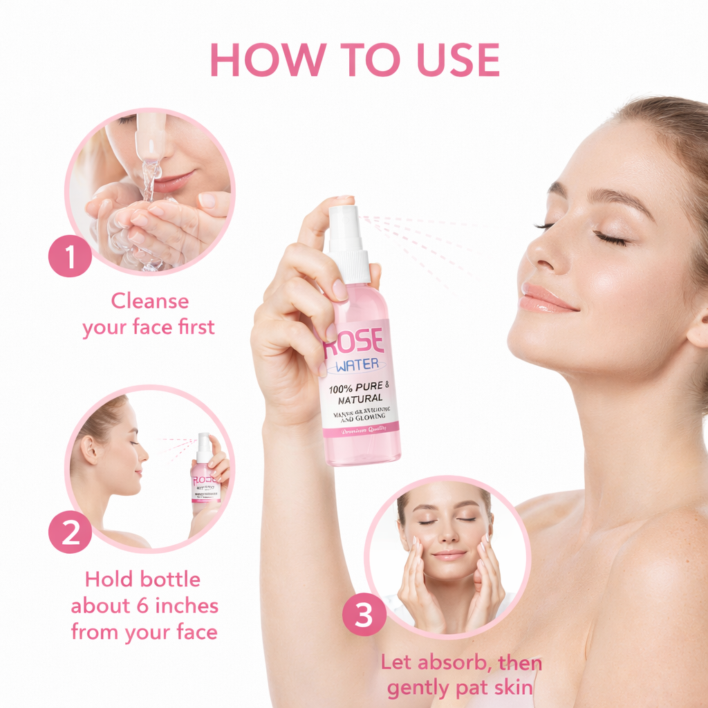 Rose Water- 100% Pure & Natural Premium Quality Rose Water which makes Skin Young & Glowing - 100ml