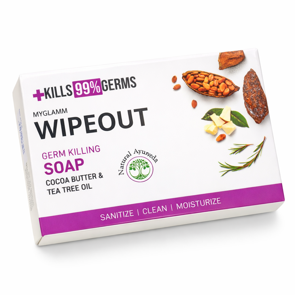 Bathing Soap- MyGlamm's Wipeout Germ Killing Soap with the Goodness of Cocoa Butter & Tea Tree Oil which Sanitizes, Cleans & Moisturizes Skin - 75gm