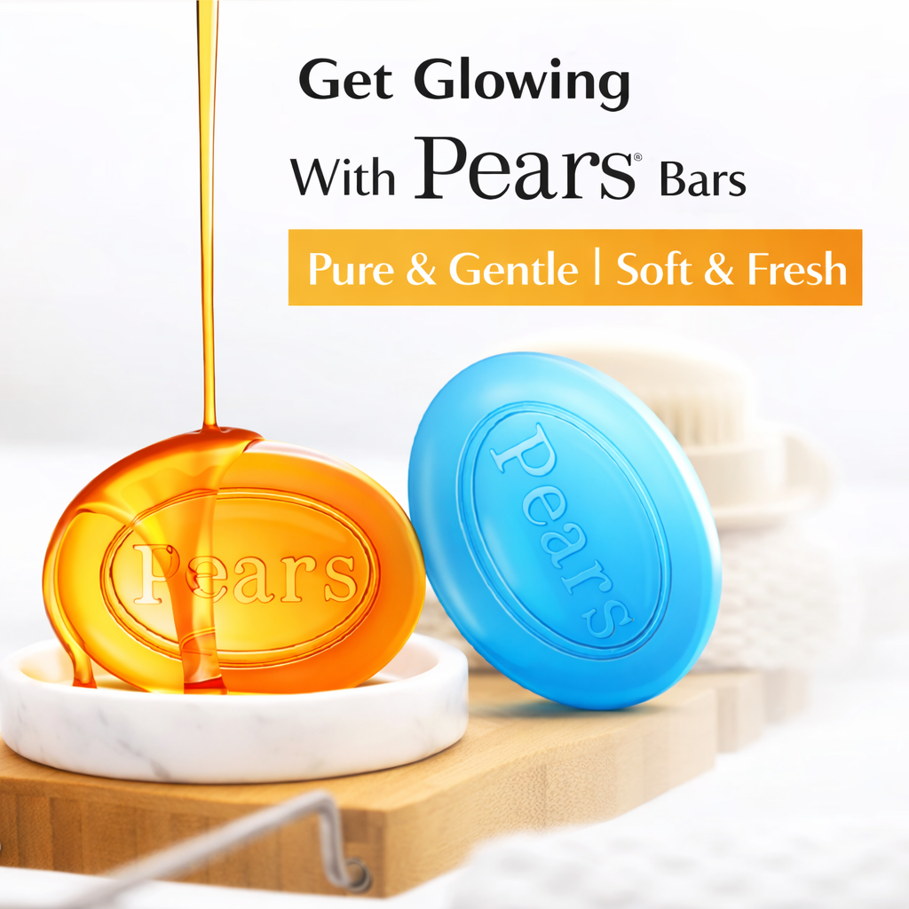 Bathing Soap- Pears Glowing Skin Collection of 5 Bathing Bars (1. Vitamin-C, 2. Soft & Fresh, 3. Pure & Gentle, 4. Aloe Vera and 5. Pomegranate) enriched with 98% Pure Glycerin and Natural Oils - 625gm (125gm x 5)