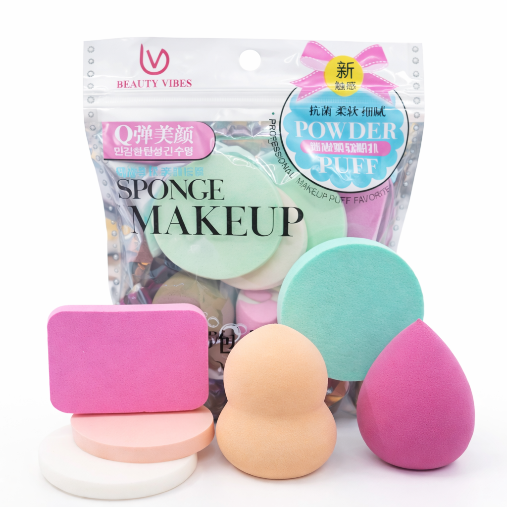 Makeup Puffs, Sponges & Blenders- Beauty Wibes Soft & Silky 6-in-1 Professional Sponges and Powder Puffs - Pack of 6 multi-purpose units