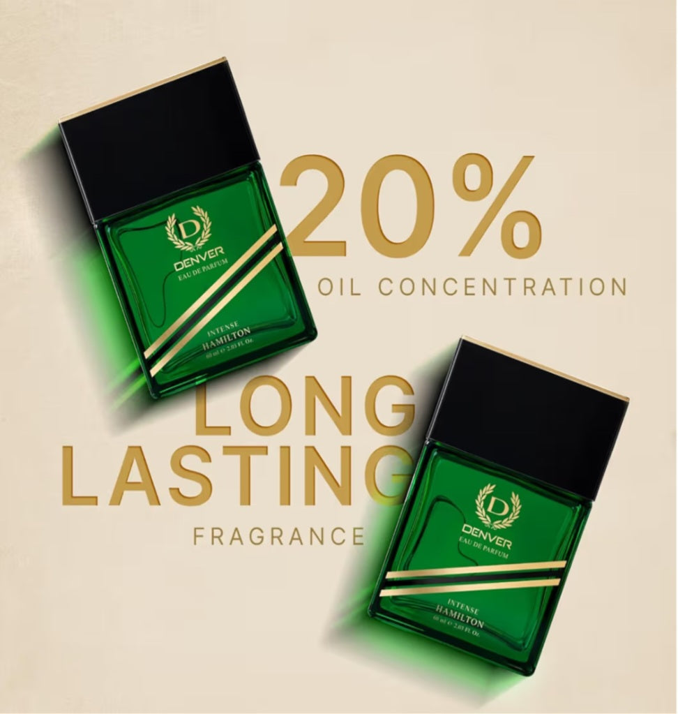 Perfumes & Deodorants- DENVER Hamilton INTENSE Long-Lasting Unisex Perfume with Amber, Woody and Fruity Notes - 60ml