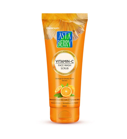 Face Wash- Asta Berry Vitamin-C Face Wash Scrub with Orange & Kakadu Plum extract which Removes Dead Skin Cells & Brightens Skin 100ml