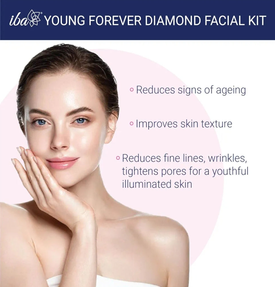 Facial Kit- iba Young Forever Diamond 6 Steps Facial Kit with Diamond Dust for Youthful and Illuminated Skin 60gm