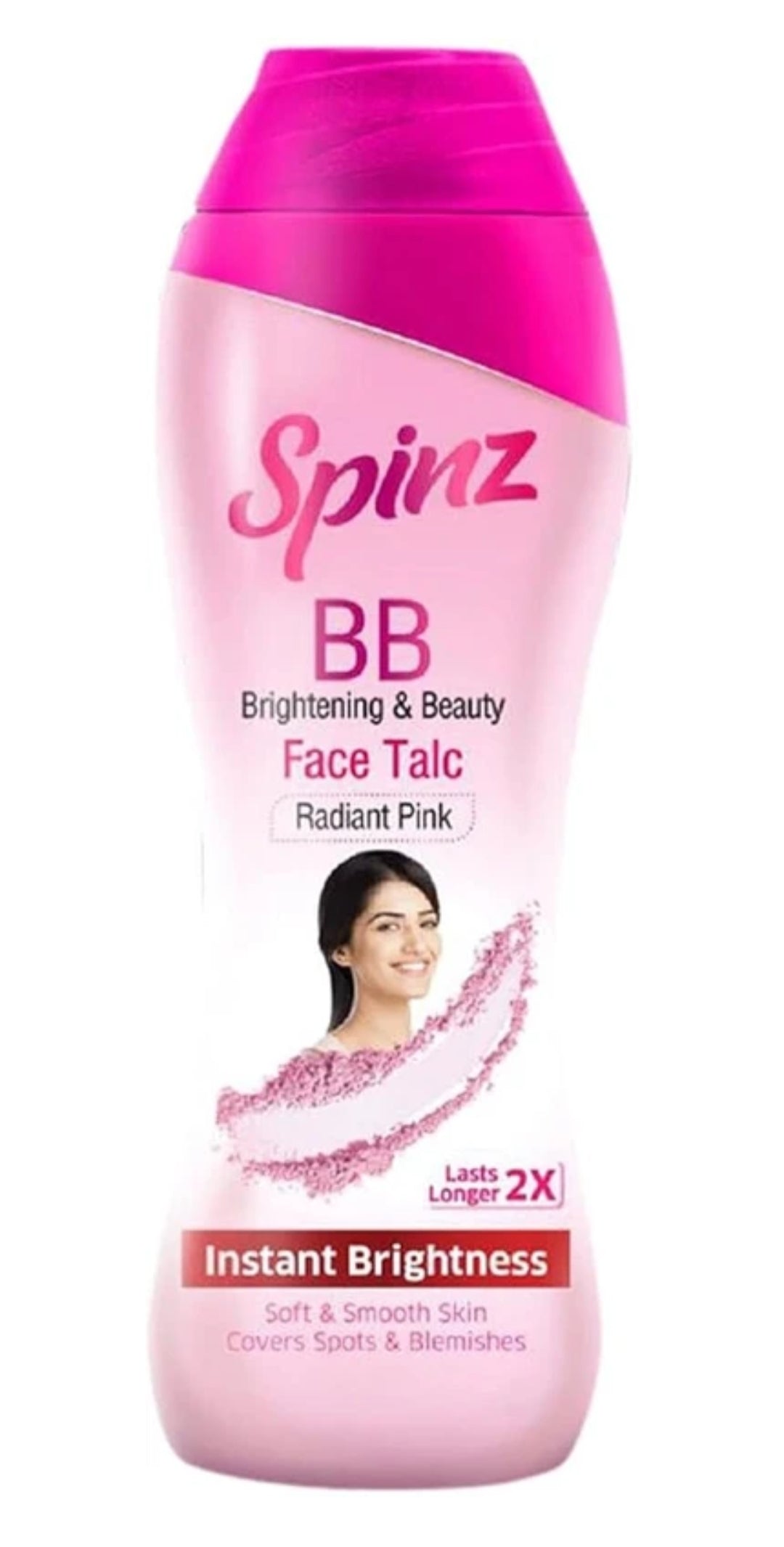 Talcum & Prickly Heat Powder- Spinz BB Brightening & Beauty Radiant Pink 2X Lasts Longer Face Talc for Instant Brightness 40gm