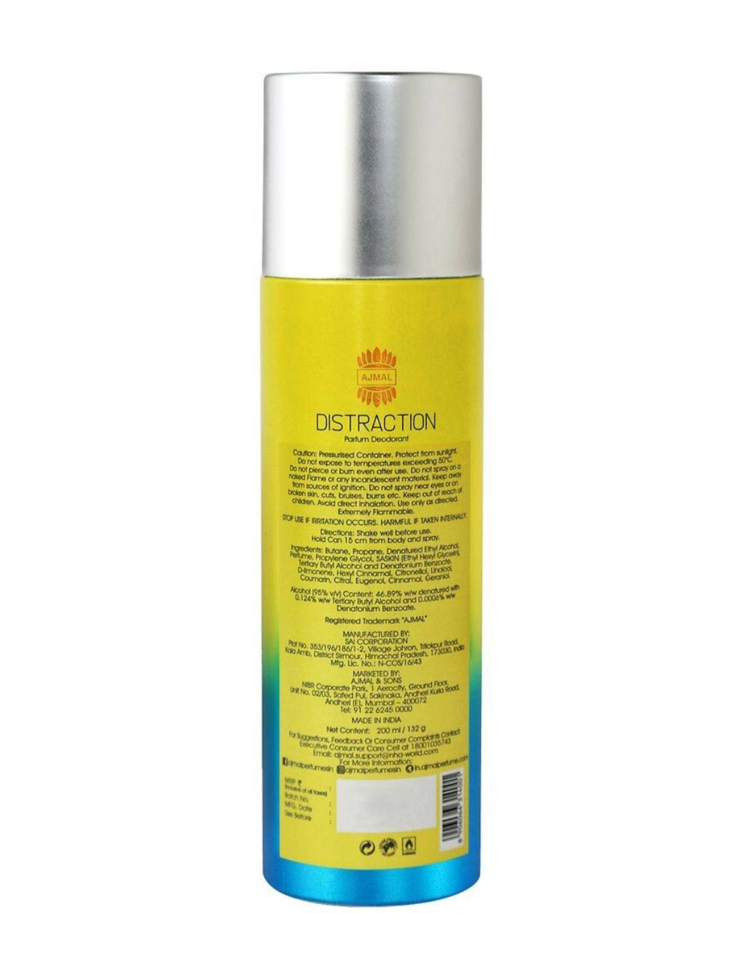 Perfumes & Deodorants- AJMAL Distraction Perfume Deodorant with Aromatic Woody Fragrance 200ml