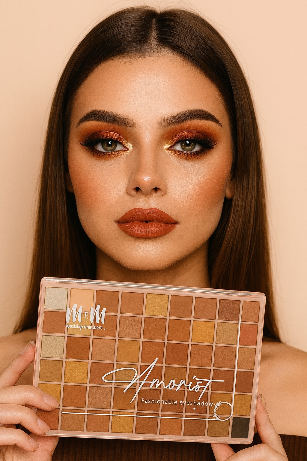 Makeup Eyeshadow- M&M (Makeup & More) Amorist Fashionable Eyeshadow Palette with 54 Nude & Shiny Colours - 56gm