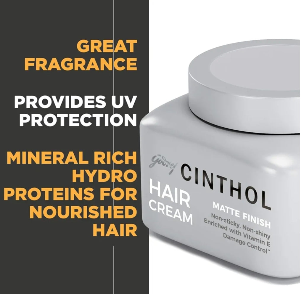 Men's Shaving, Styling and Grooming- Godrej Cinthol Non-Sticky Matte Finished Hair Cream Enriched with Vitamin-E 100gm