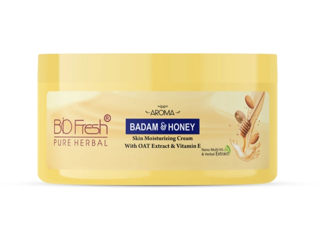 Lotions & Moisturizers- BioFresh Pure Herbal Aroma Badam & Honey Skin Moisturizing Cream with Oat Extract & Vitamin-E 200ml