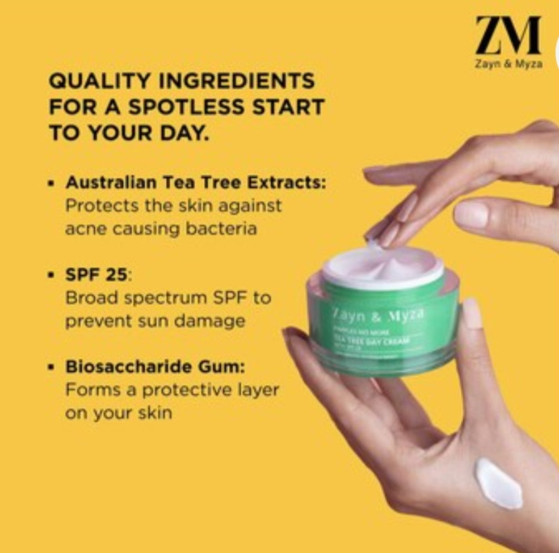 Face Day & Night Cream- Zayn & Myza (ZM) Tea Tree Day Cream with SPF-25 which Prevents from Pimples 50gm