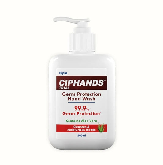 Hand Wash- Cipla's CIPHANDS Total Germ Protection Hand Wash enriched with Aloe Vera which Cleanses & Moisturizes your hands upto 99.9% - 200ml