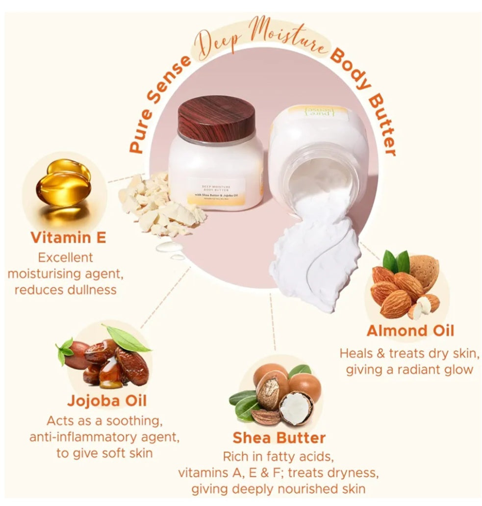 Lotions & Moisturizers- Pure Sense Deep Moisture Body Butter Cream with Shea Butter & Jojoba Oil for Deeply Nourished & Intensely Moisturised Skin. Suitable for Dry Skin 160ml