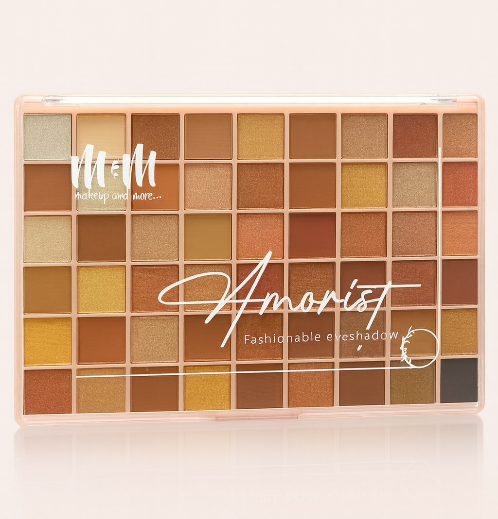 Makeup Eyeshadow- M&M (Makeup & More) Amorist Fashionable Eyeshadow Palette with 54 Nude & Shiny Colours - 56gm