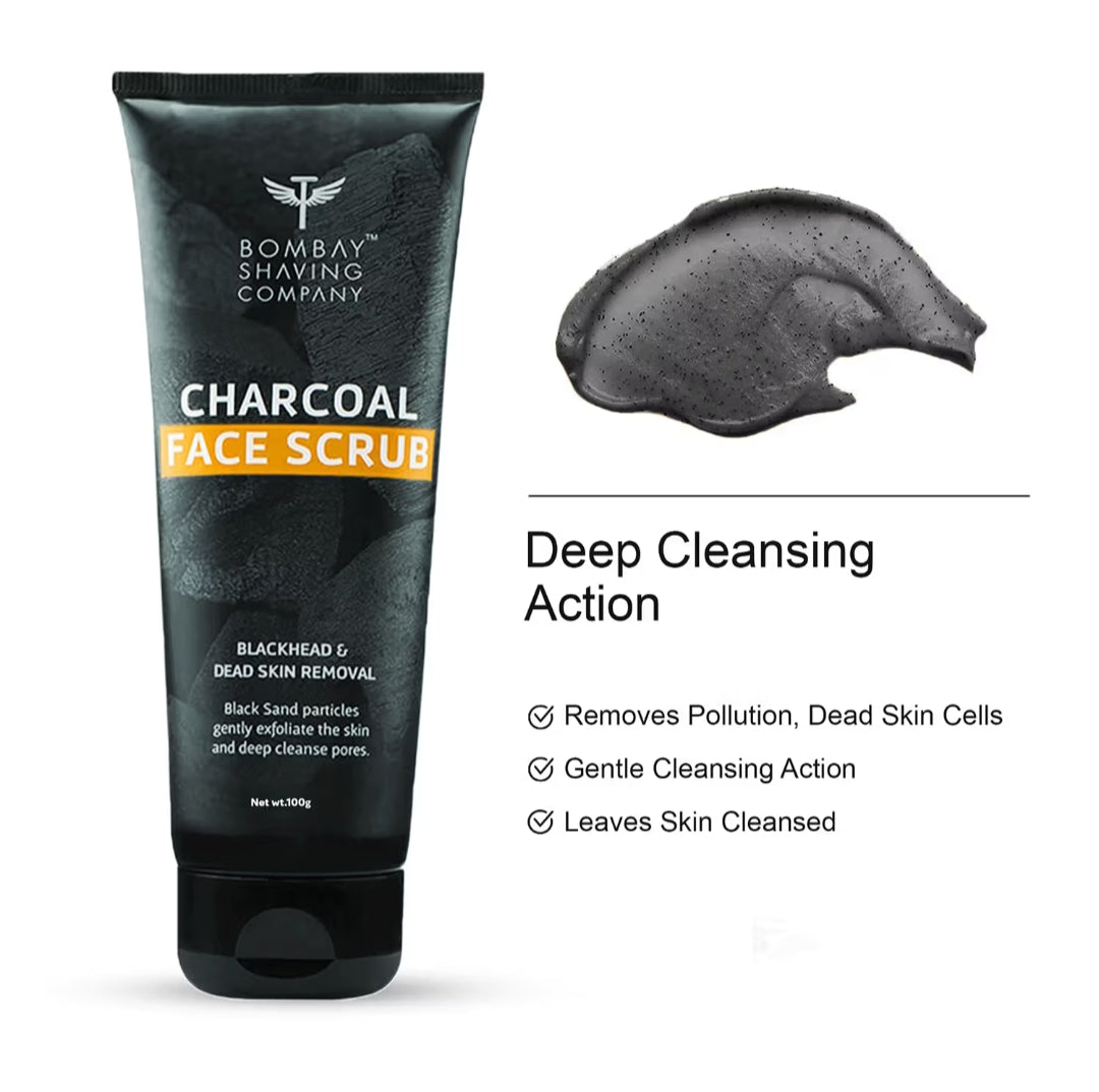 Face Scrub- Bombay Shaving Company's Sulphate Free & Paraben Free Charcoal Face Scrub which Eliminates Blackheads and Removes Dead Skin 100gm
